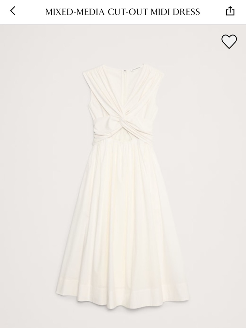 Banana Republic Cream Draped Front Midi Dress